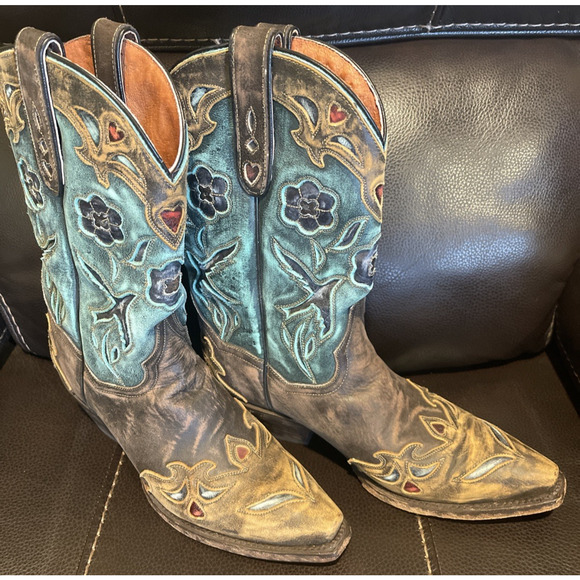 Dan Post Shoes - Dan Post Vtg. Bluebird Snip Toe Leather Western Cowboy Boots DP3544 Womens 7 M